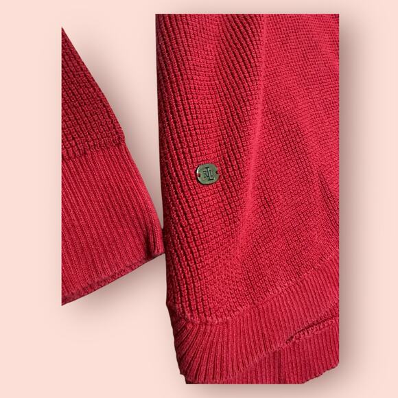 Ralph Lauren plus Size 2x xxl Red Cowl Neck Sweater thermal waffle knit Cotton - Picture 3 of 5